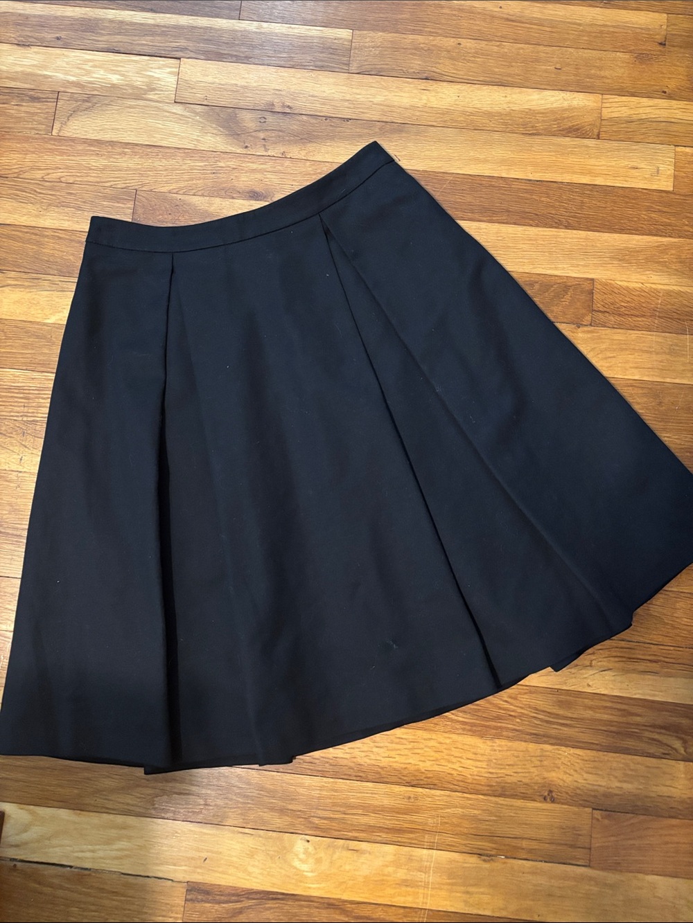 Vince Camuto Black A-Line Cotton Pleated Skirt